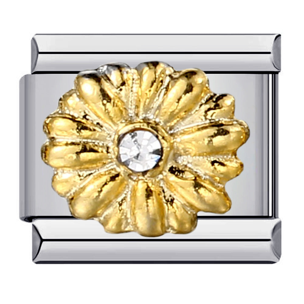 Wholesale Italian Charm Bracelet 9mm DIY Splicing Removable Floral Stainless Steel Composable Bracelet