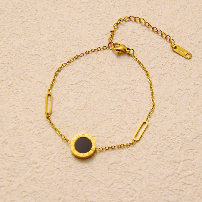 Wholesale Luxury All-Over Titanium Steel Black and White Double-Sided Clavicle Chain Necklaces