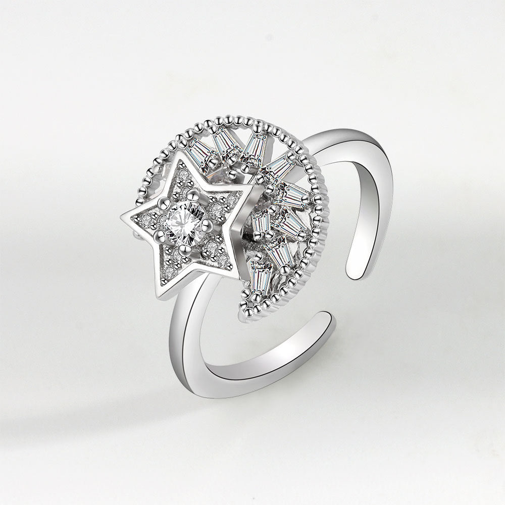 Wholesale Spinning Adjustable Ring,  Silver Plated Copper,  Women' s Fashion Jewelry for Everyday Wear