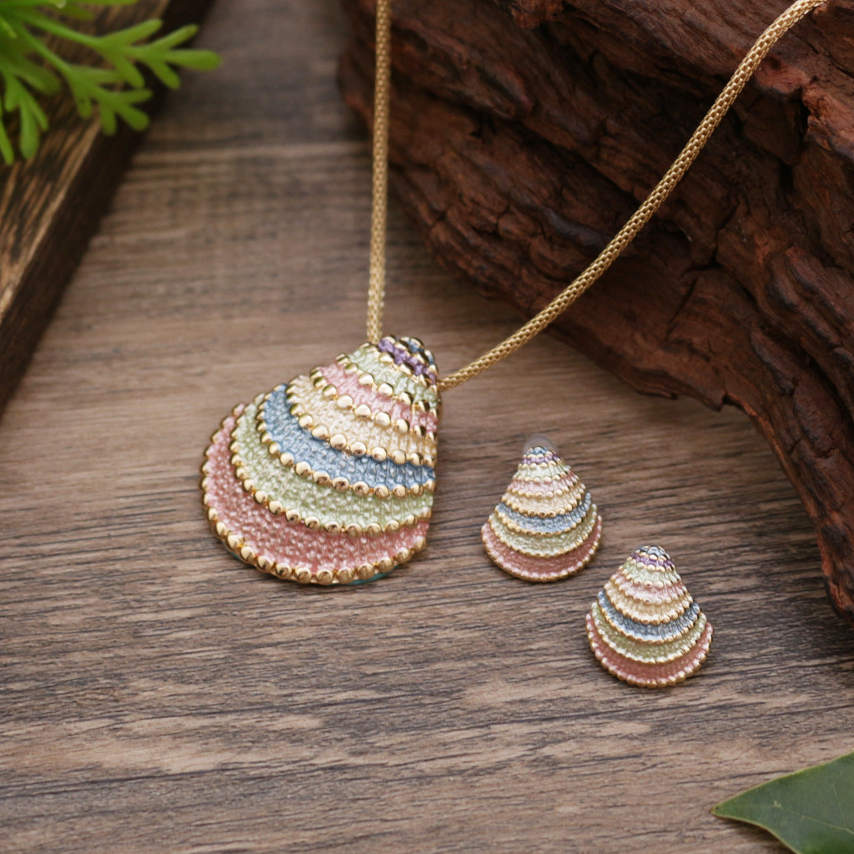 Wholesale  Enamel Geometric Shell Earrings Pendant  Necklace