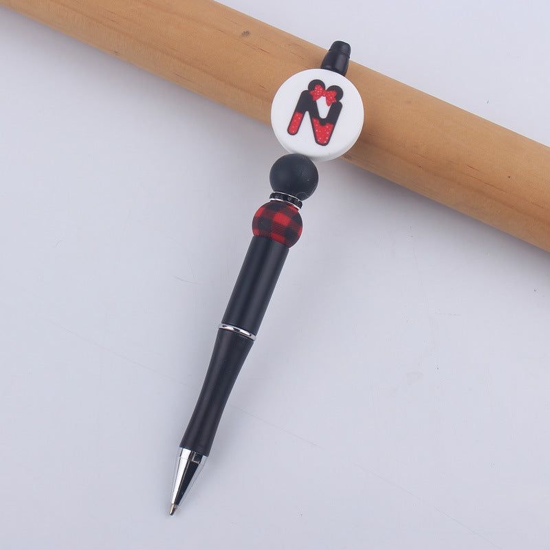 Wholesale  handmade beaded pen DIY creative silicone teether English letter  ballpoint pen