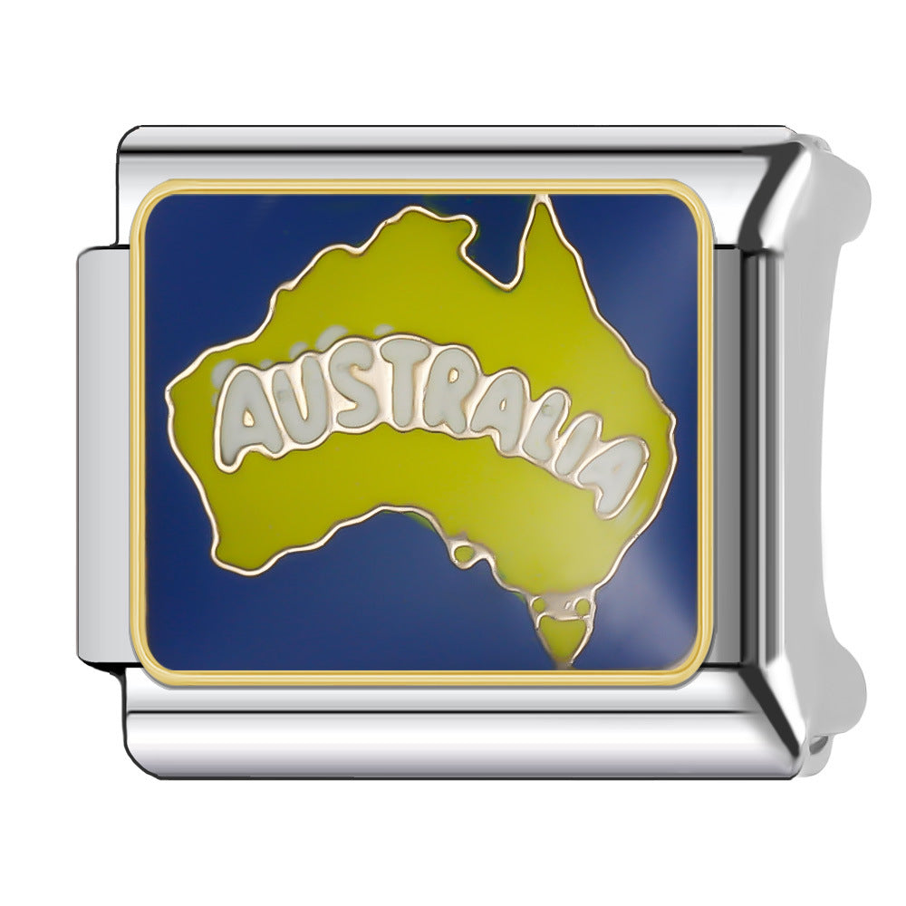 Wholesale Italian Charm Bracelet 9mm DIY Splicing Stainless Steel Holiday Tourism Landmark Composable Bracelet