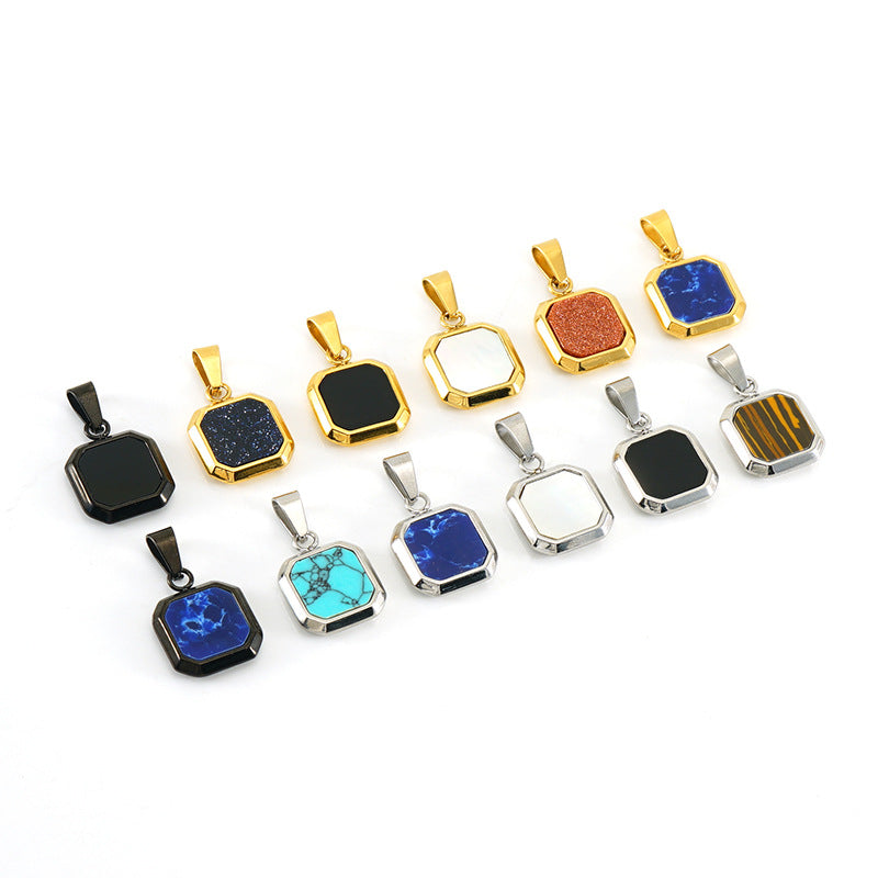 Wholesale Cross-border European and American stainless steel geometric square pendant niche design sense light luxury old money style titanium steel High sense jewelry