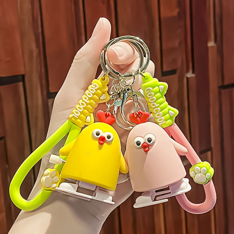 Wholesale Decompression Spring Chicken Plastic Keychain ACC-KC-Zhicheng002