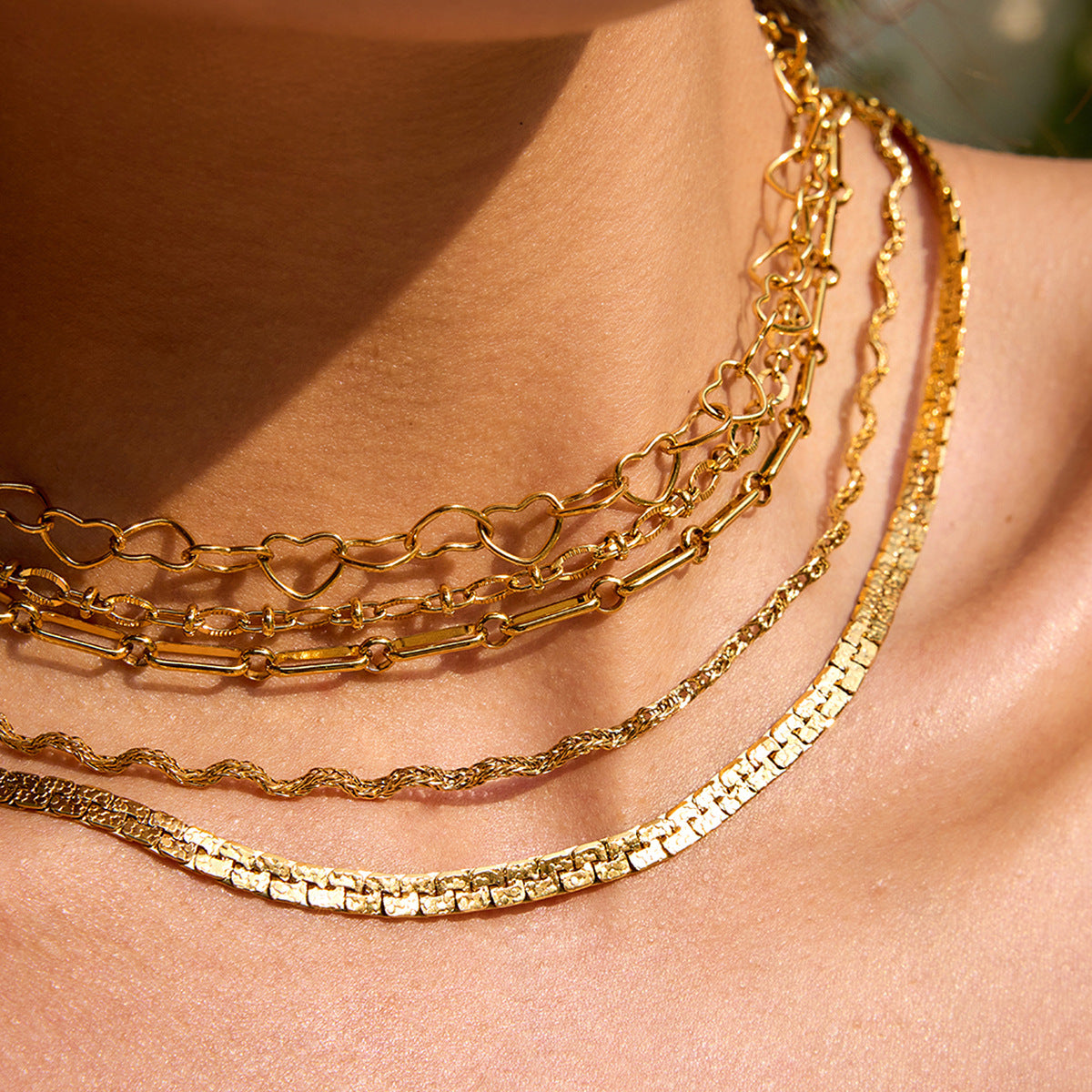 Wholesale  Stainless Steel Gold Necklace Cuban Clavicle Chain