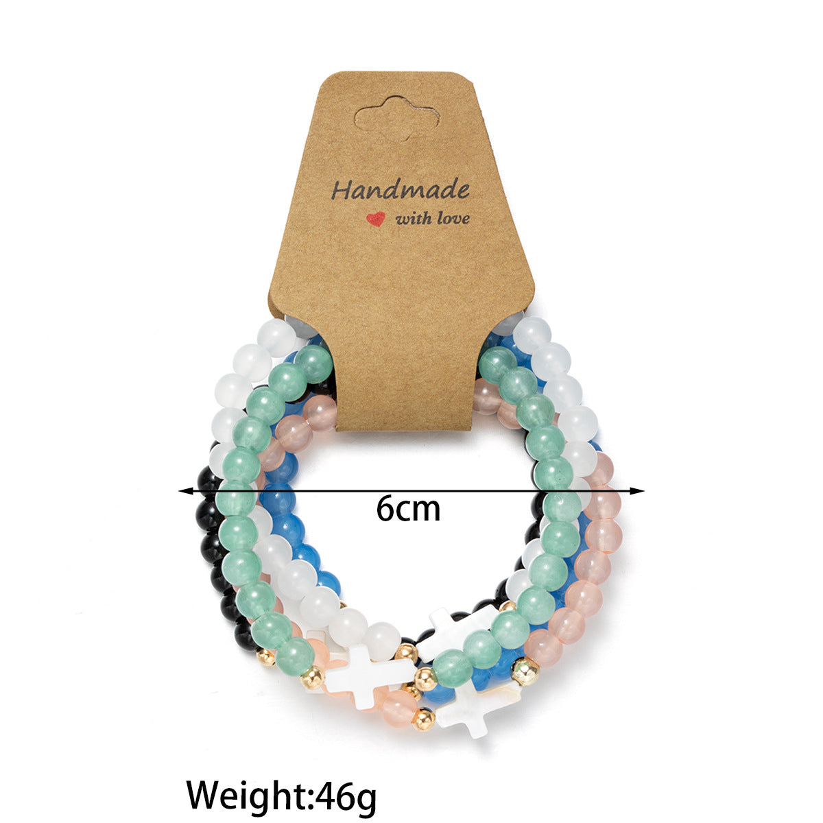 Wholesale Natural shell cross copper beads glass beads multi-piece elastic bracelet