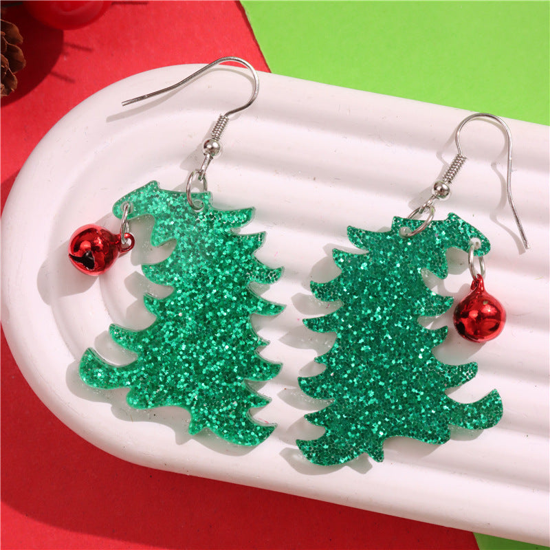 Wholesale Acrylic Earrings Leopard Print Tilted Head Star Lantern Christmas Tree Pendant Earrings