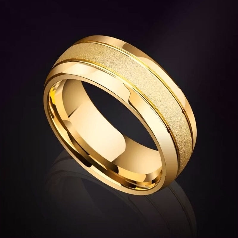 Wholesale  titanium steel frosted ring 18K gold ring