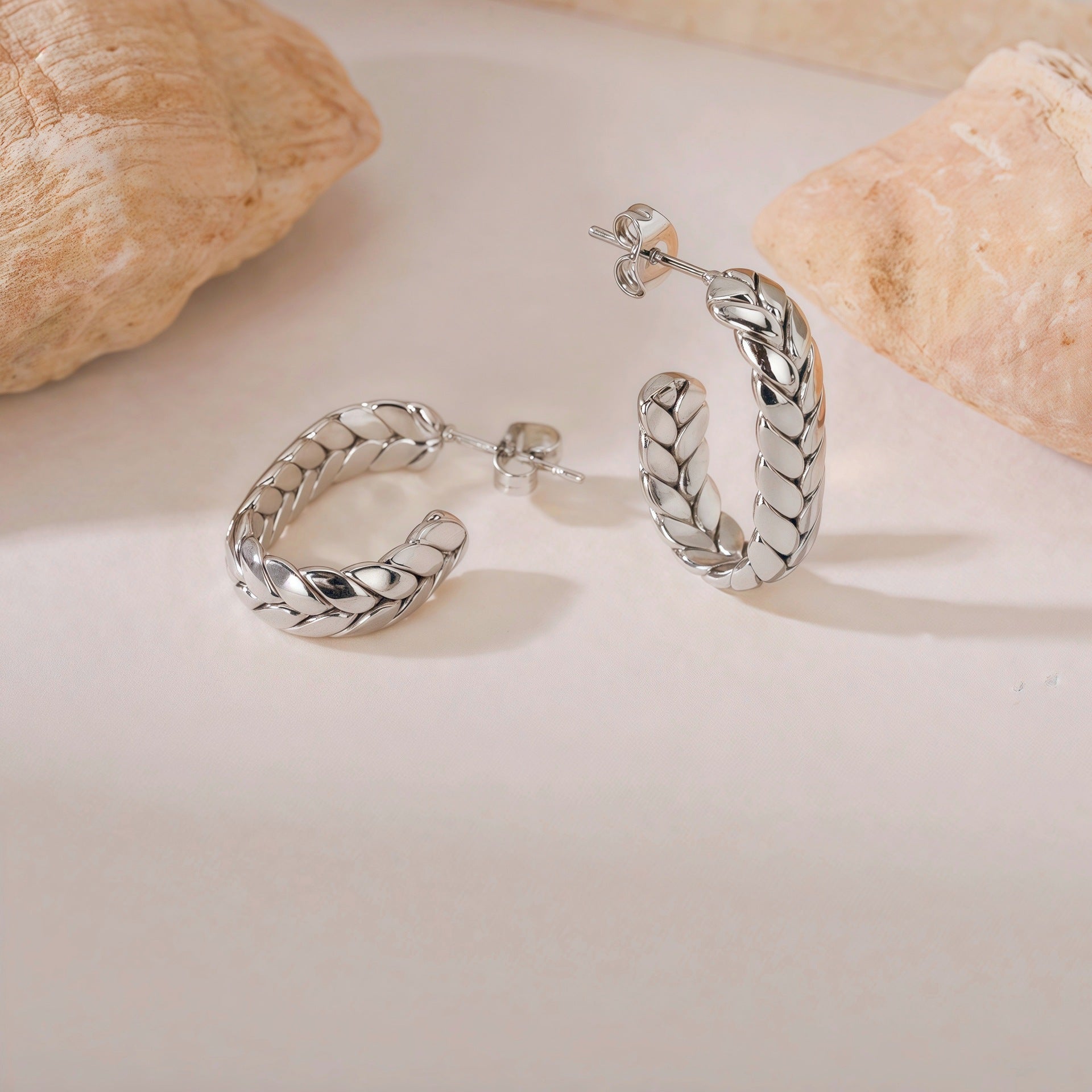 Wholesale Titanium Steel Wheat Ear Earrings