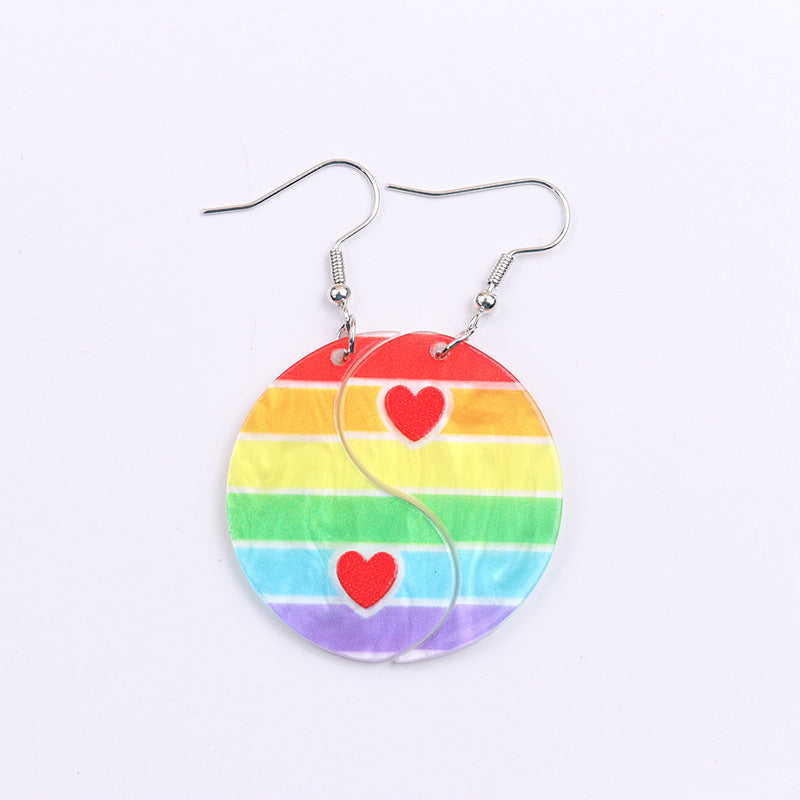 Wholesale Rainbow Love Gossip Acrylic Earrings ACC-ES-DA004