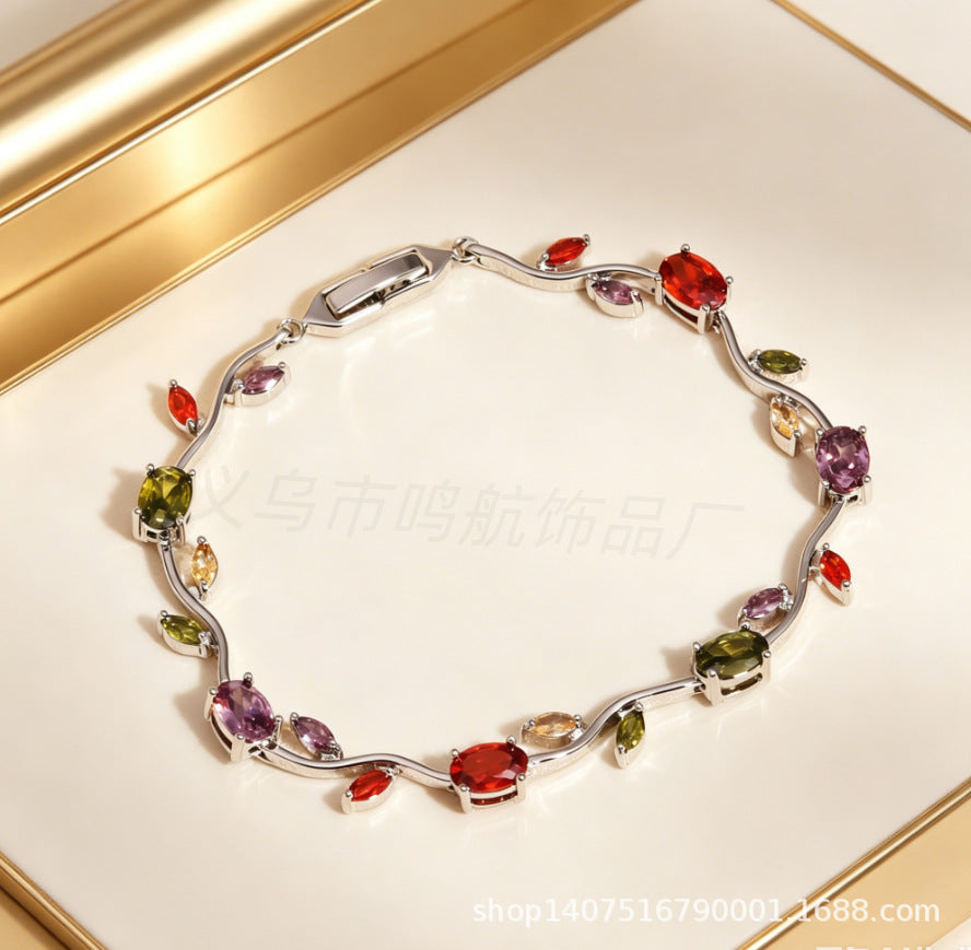 Wholesale Trendy Leaf Design Rhinestone Bracelet,  Fashion Accessory for Everyday Wear or Boutique Resale