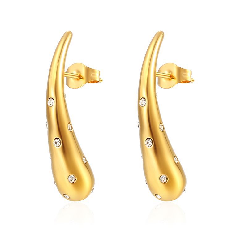 Wholesale Stainless steel 18K gold teardrop earrings