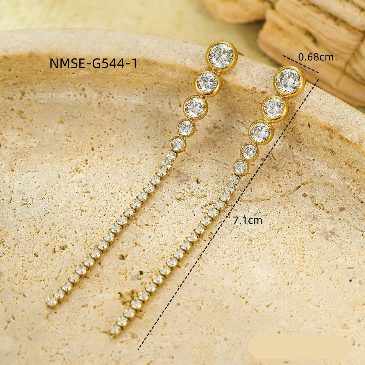 Wholesale  stainless steel  zircon tassel 18K earrings