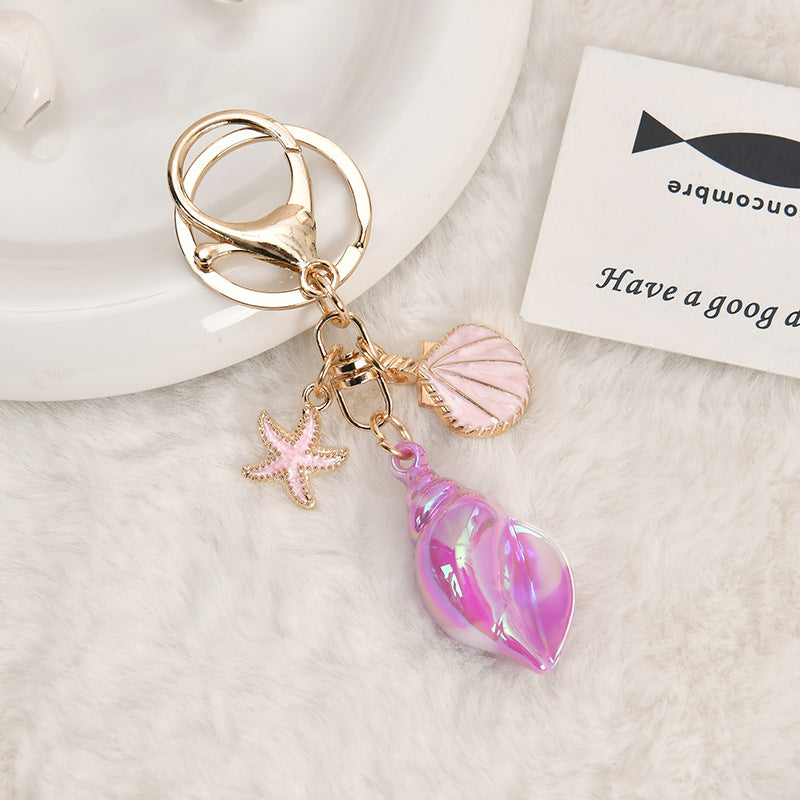 Wholesale Ins Style Starfish Conch Acrylic Oil Dripping Keychain Bag Charm Decorative Accessory Gift