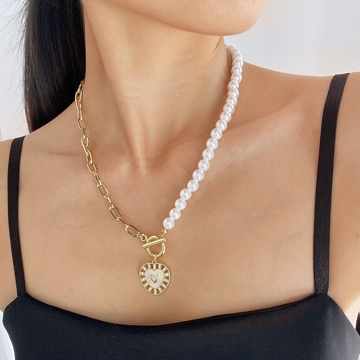 Wholesale alloy love rainbow pendant necklace