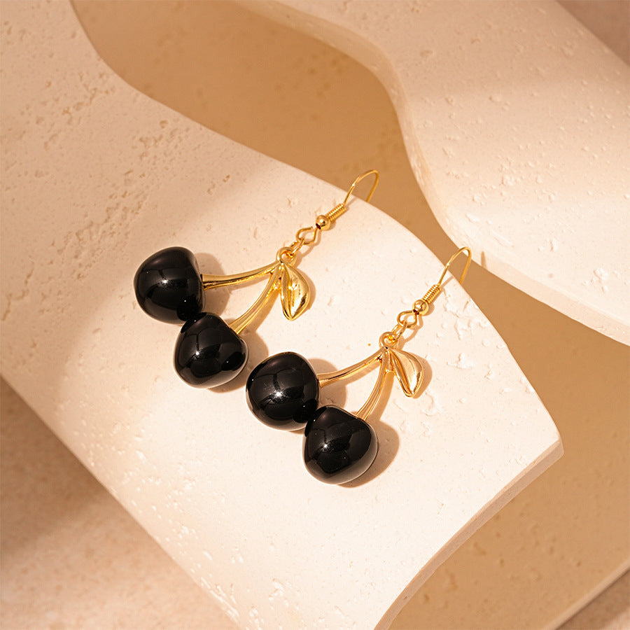 Wholesale Black cherry gold earrings