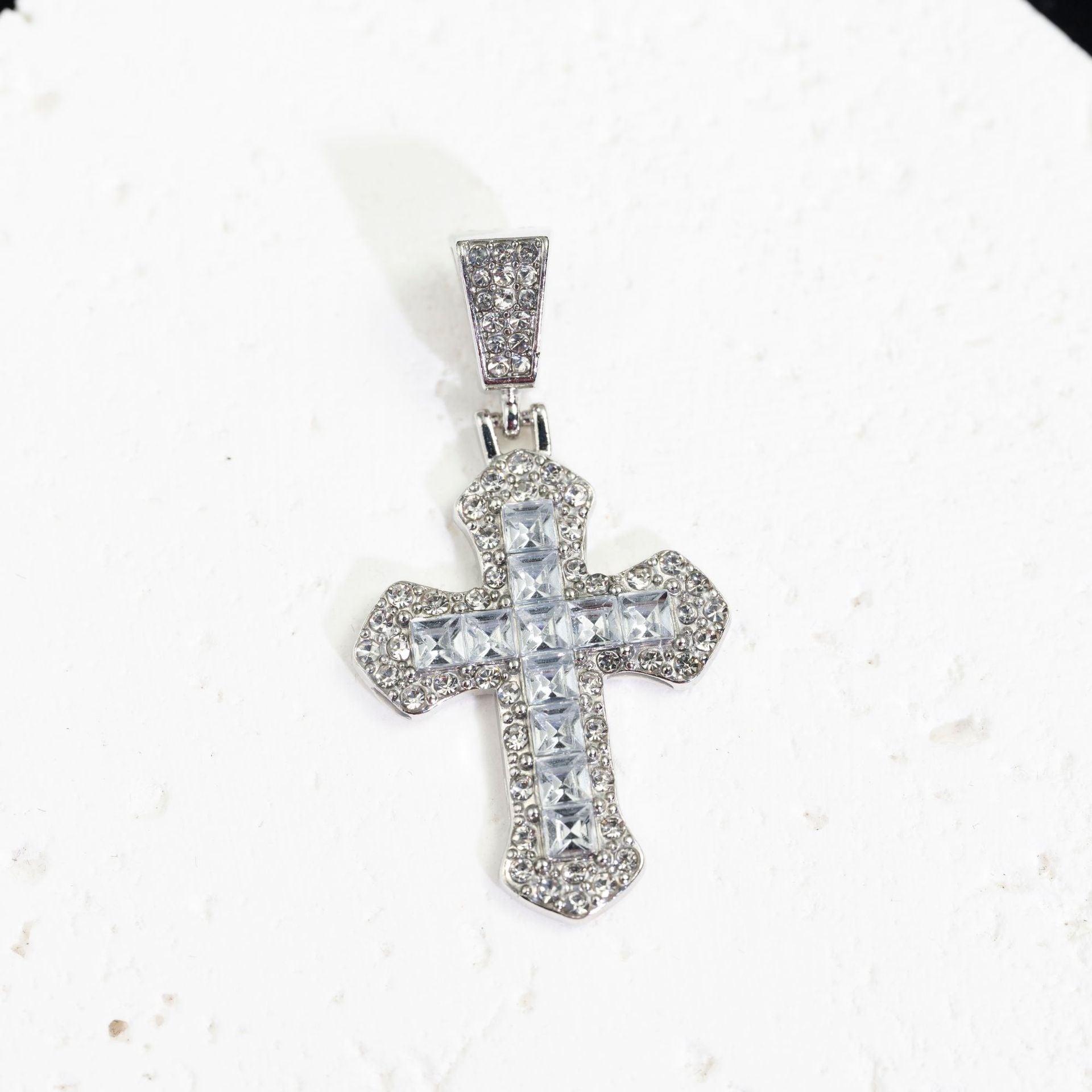 Wholesale Titanium Steel Hip Hop Cross Pendant Necklace Zircon Studded Sweater Chain For Everyday Wear