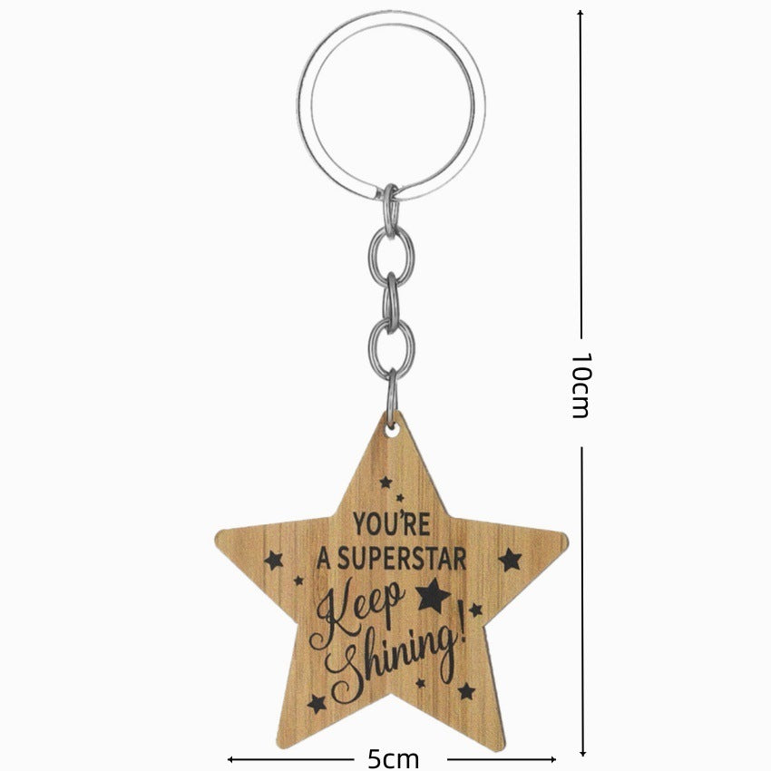 Wholesale  creative wooden five-pointed star keychain