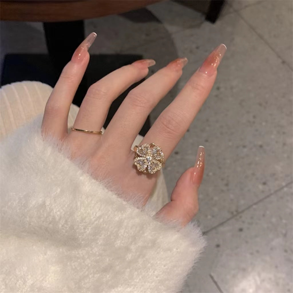 Wholesale alloy camellia flower ring