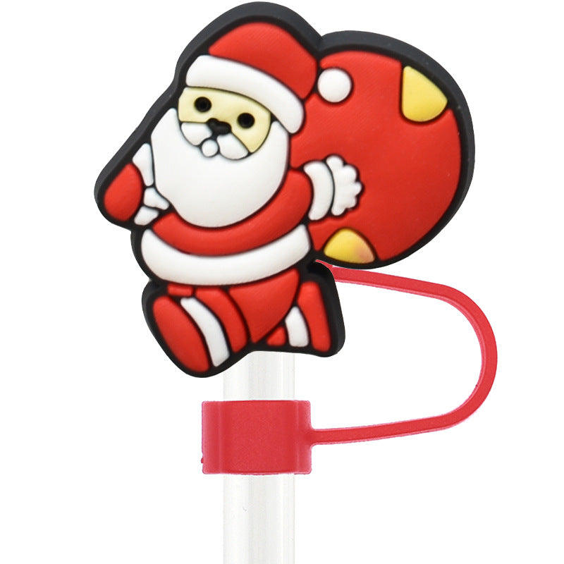 Wholesale Random 100pcs Christmas 10mm PVC Soft Straw Tube Cap ACC-SCR-RYY082