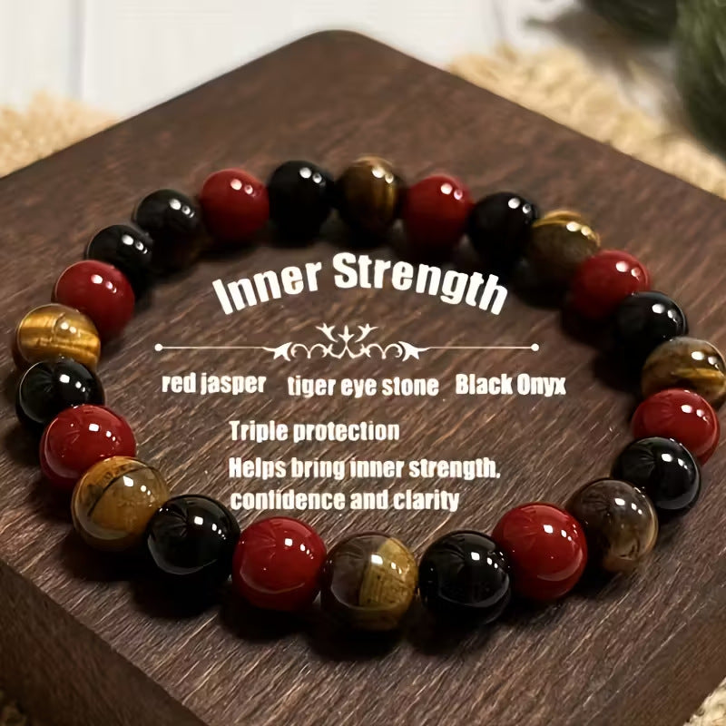 Wholesale Men S Beaded Bracelet With Tiger Eye Obsidian And Red Agate Colors Fashion Jewelry Accessory For Gifts