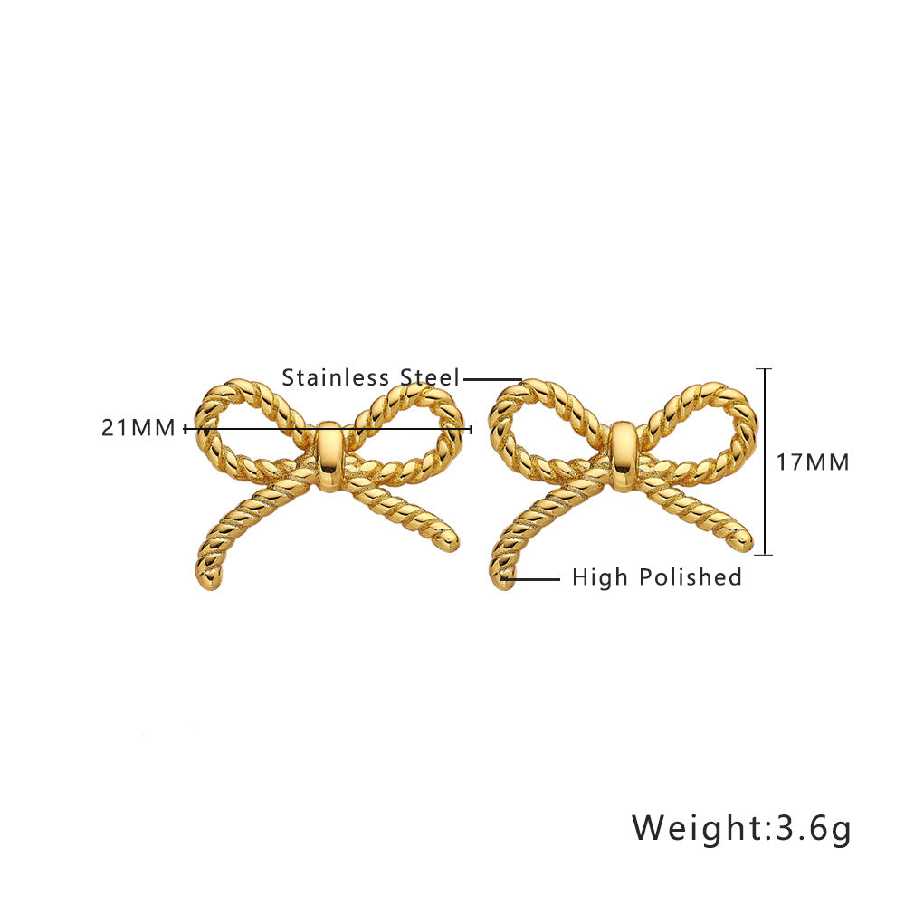 Wholesale Jewelry Love Bow Pearl Titanium Steel Earrings ACCVIP-ES-DaLang002