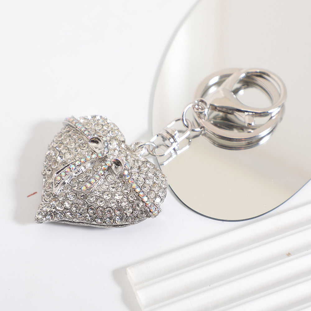 Wholesale Trendy Bow Heart Keychain Zinc Alloy Bag Charm Car Key Accessory Gift