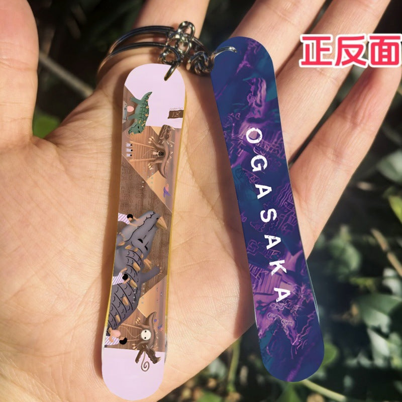 Wholesale Skiers with snowboard snowboard acrylic keychain