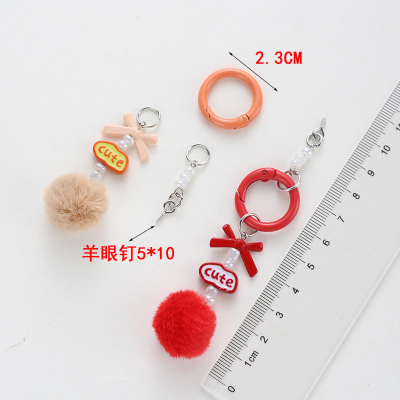 Wholesale Handmade beaded wool ball keychain