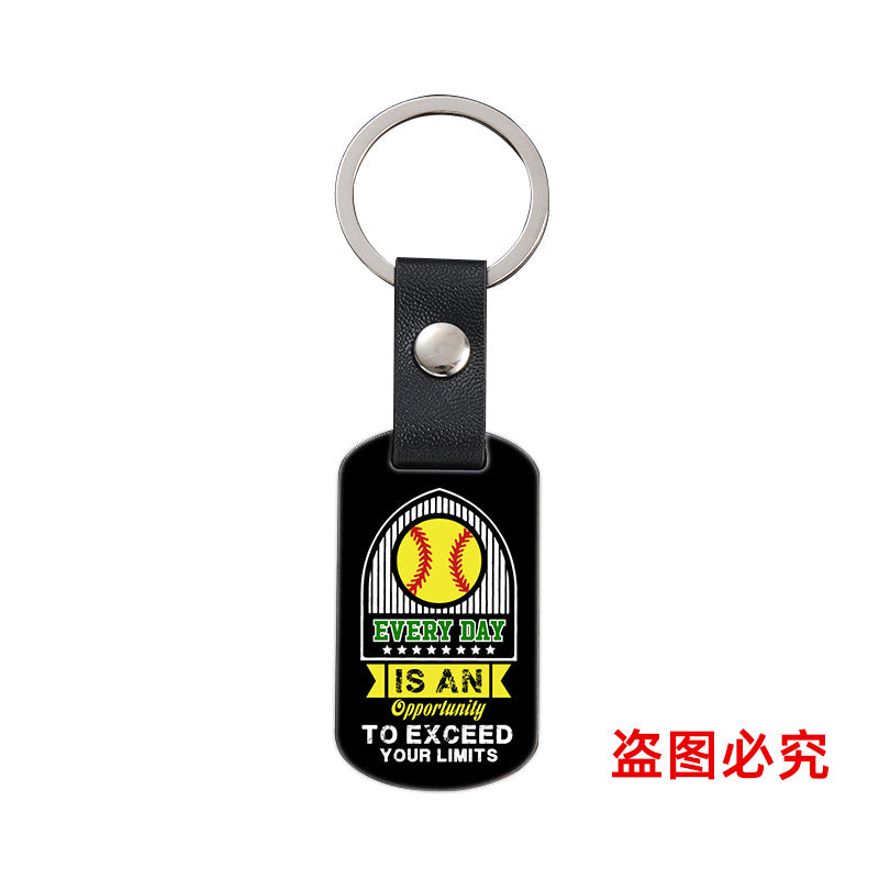 Wholesale Softball Baseball Sports Metal Leather Keychain ACC-KC-Ganggu036
