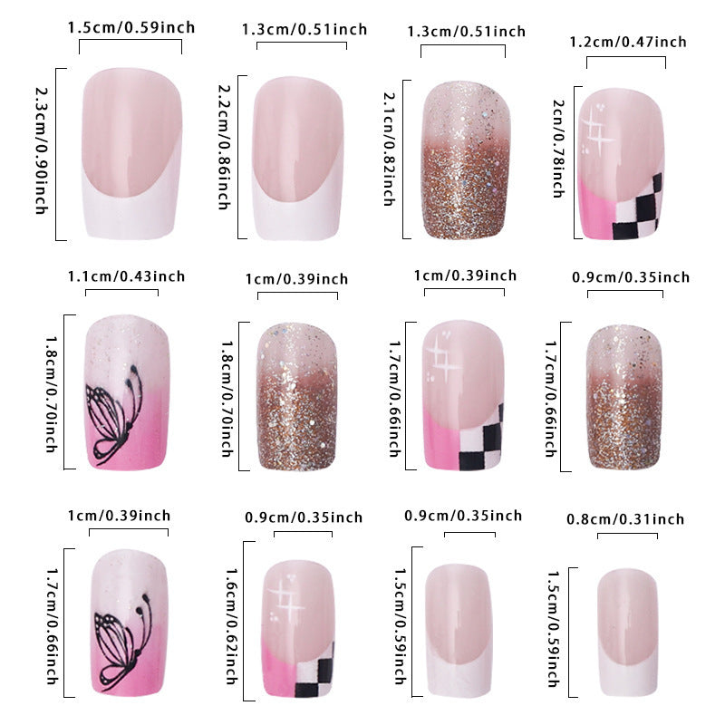 Wholesale Plastic Press on Nails Kits Matte Butterfly Square Manicure ACC-NS-MeiSu011