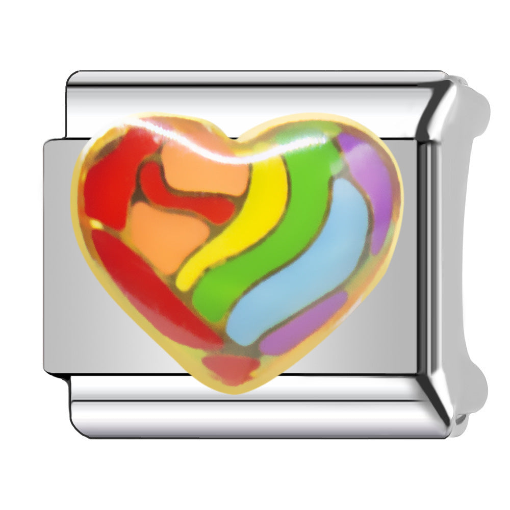 Wholesale Heart-Shaped Italian Module Bracelet Stainless Steel Dripping Oil Fashion Jewelry Accessory Gift