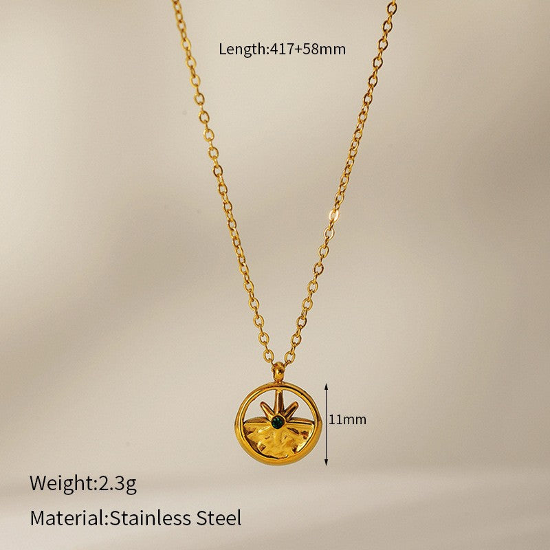 Wholesale  Retro Emerald Stainless Steel Necklace