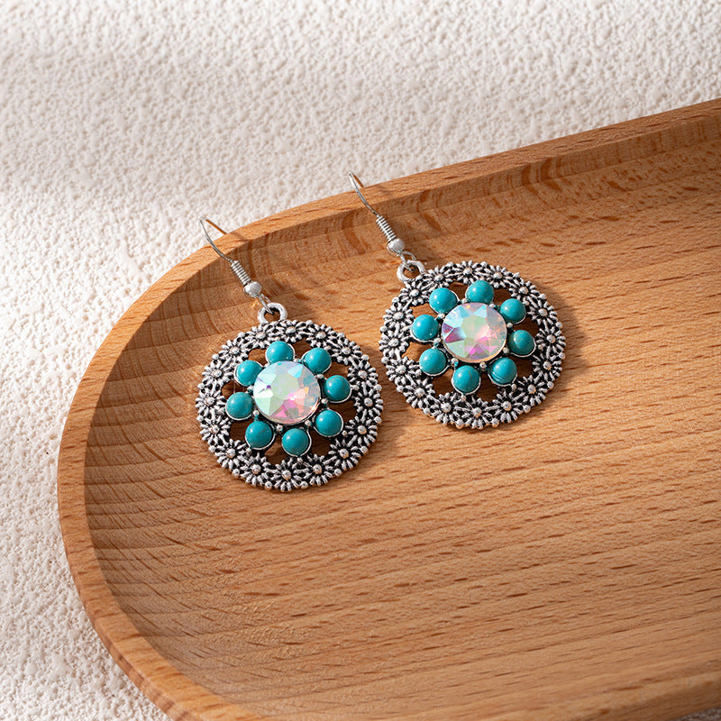 Wholesale Bohemian Turquoise Earrings,  Alloy Inlay,  Fashion Accessory for Everyday Wear