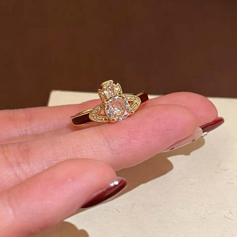 Wholesale Saturn Zircon Gold Open Ring For Women Stackable Party Jewelry Accessory