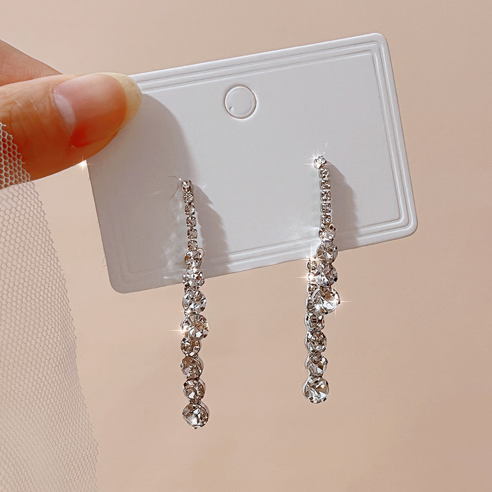 Wholesale Gold Rhinestone Geometric Long Earrings Women Trendy Jewelry Accessory Party Gift