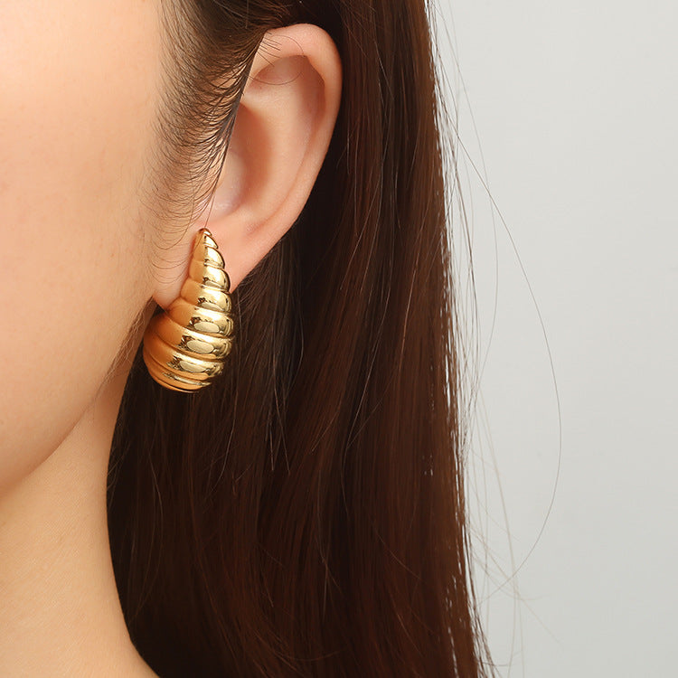 Wholesale  Stainless Steel water drop earrings hollow earrings