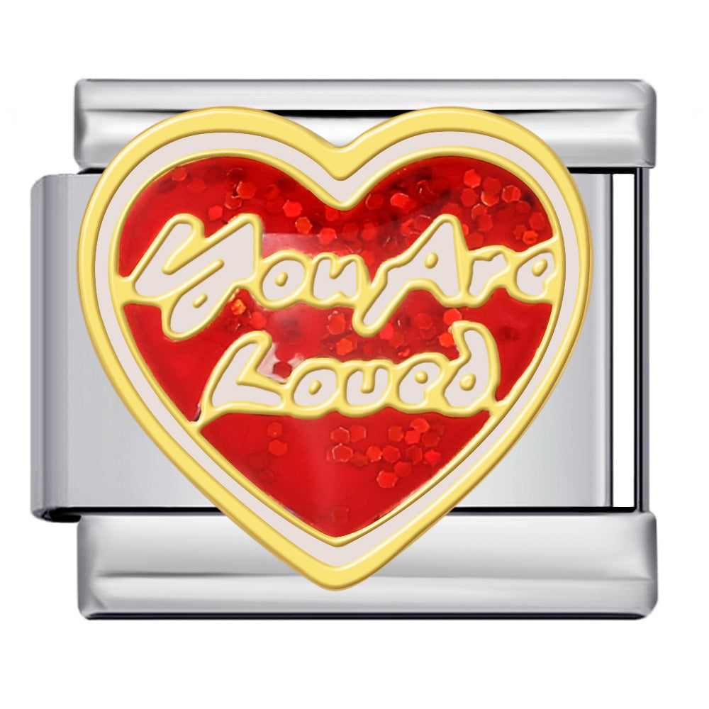 Wholesale  Italian modular  heart-shaped titanium steel  oil-dripping DIYbracelet