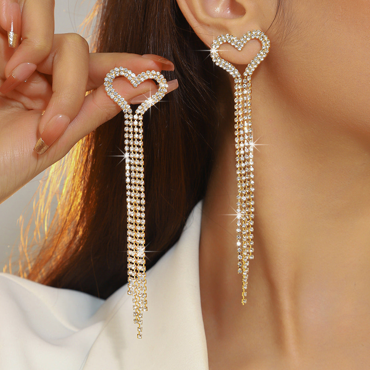 Wholesale Independence Day Exaggerated Long Tassel Love Earrings