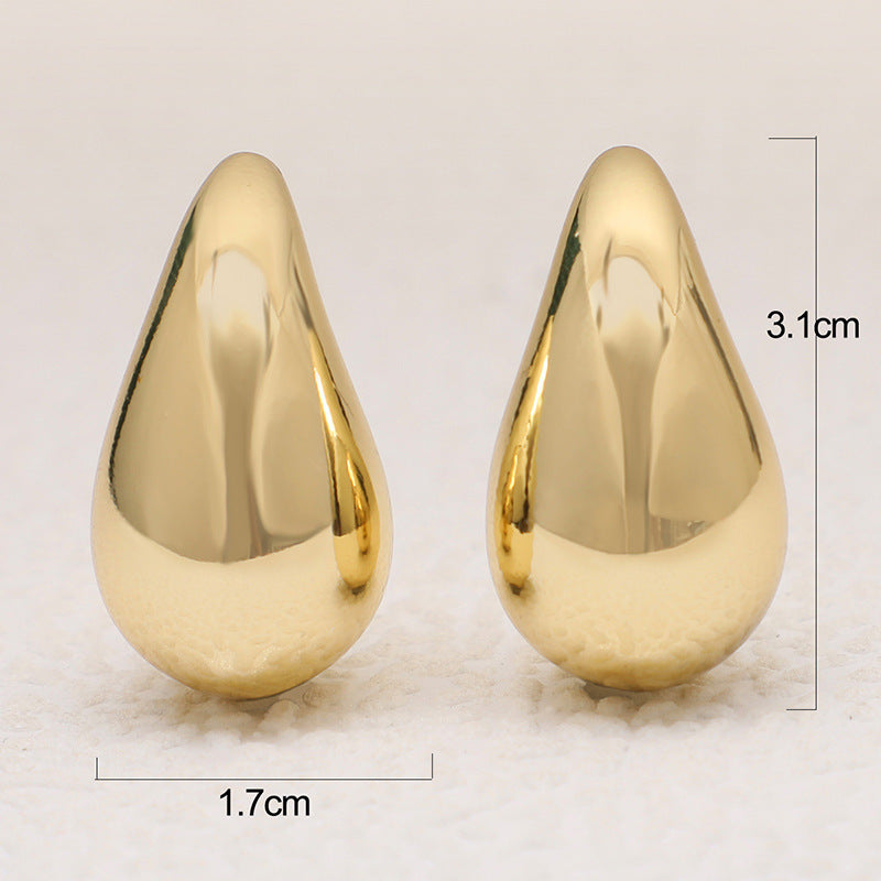 Wholesale Metal Teardrop Shape Geometric Chubby Earrings ACC-ES-LingGe003