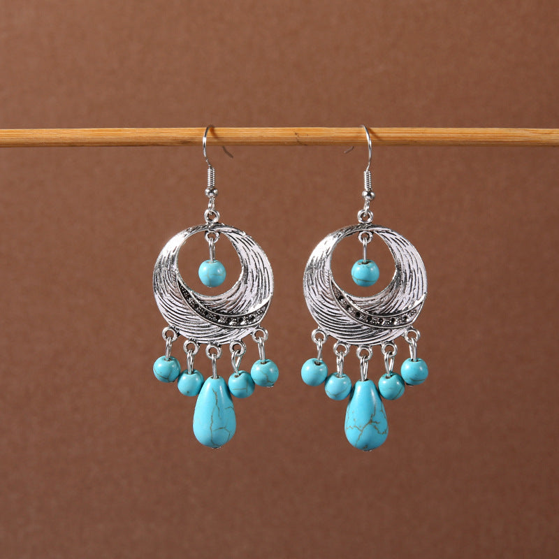 Wholesale Bohemian Tassel Turquoise Earrings Retro Ethnic Style ACC-ES-Gumi002