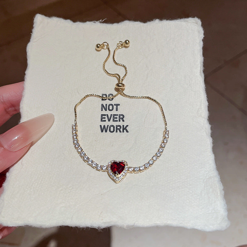Wholesale Copper Heart-Shaped Zircon Bracelet