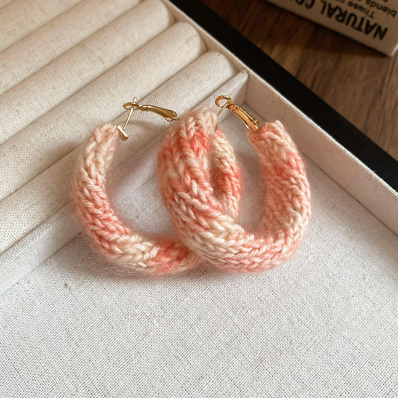 Wholesale Silver Needle Woven Wide Edge Earrings