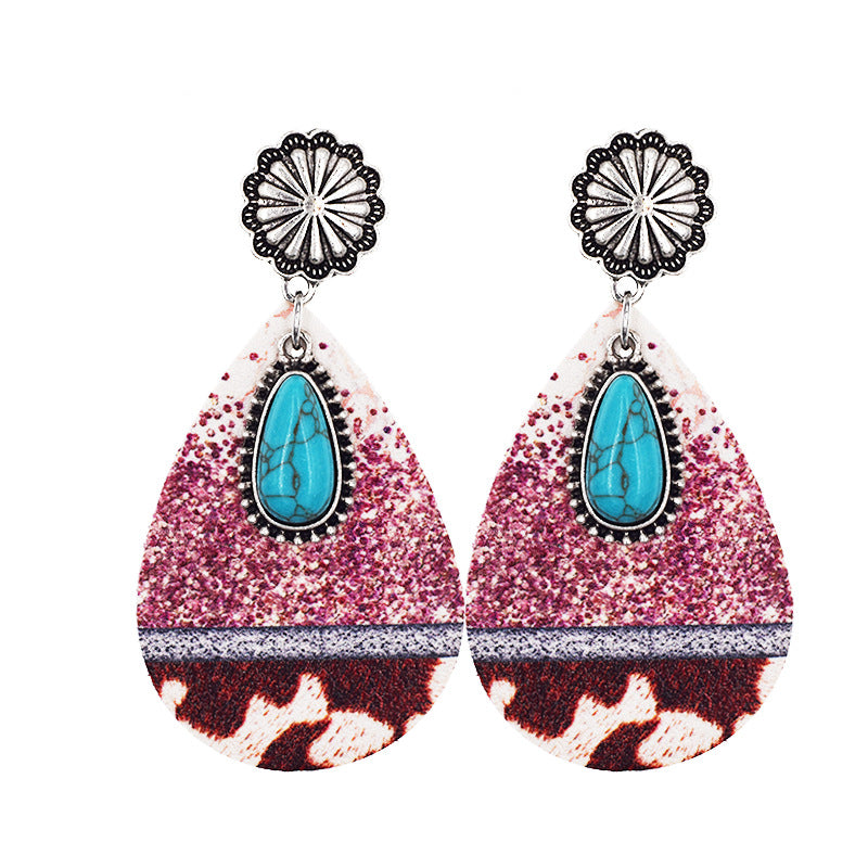 Wholesale Western Denim distressed style earrings