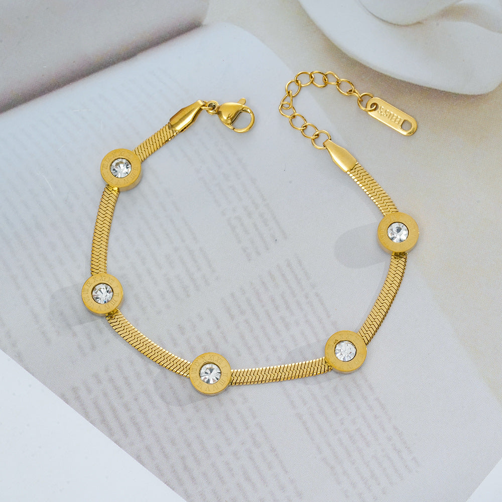 Wholesale Titanium Steel Double Layer Zircon Bracelet Fashion Accessory for Everyday Wear
