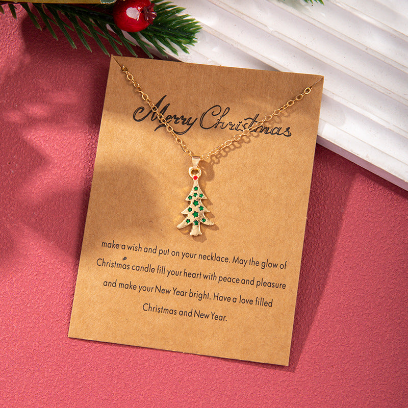 Wholesale Christmas Colored Oil Drop Pendant Christmas Tree Necklaces ACC-NE-Zhey002