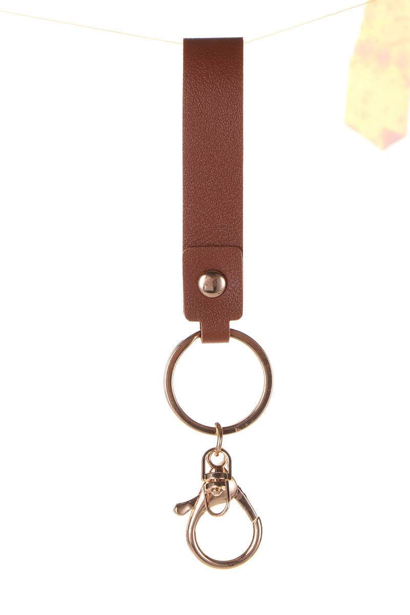 Wholesale Leather Keychain Hand Strap Cute Minimalist Business Gift Wedding Favor Black Car Key Accessory