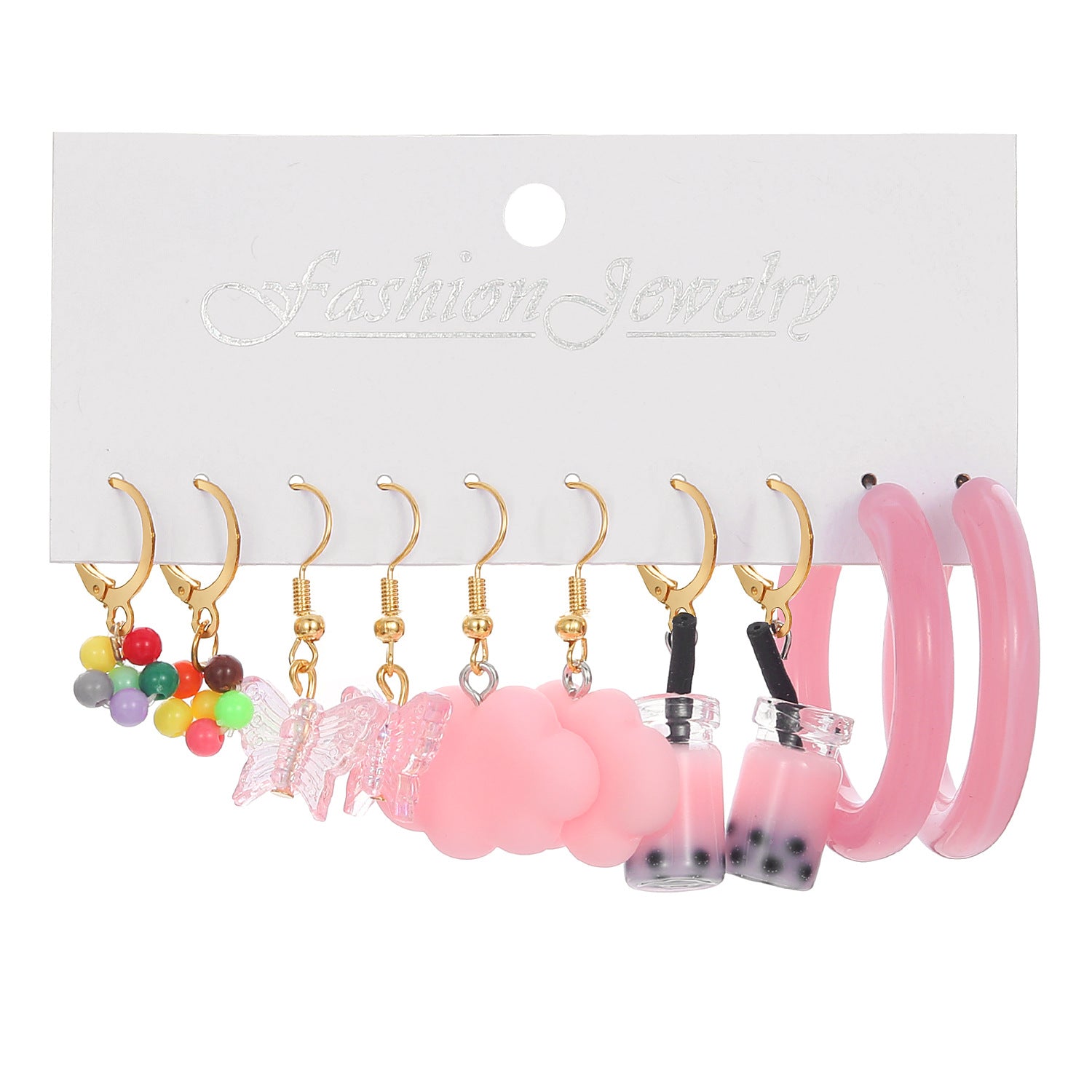 Wholesale 5pcs/set color acrylic earrings  white cloud flower earrings