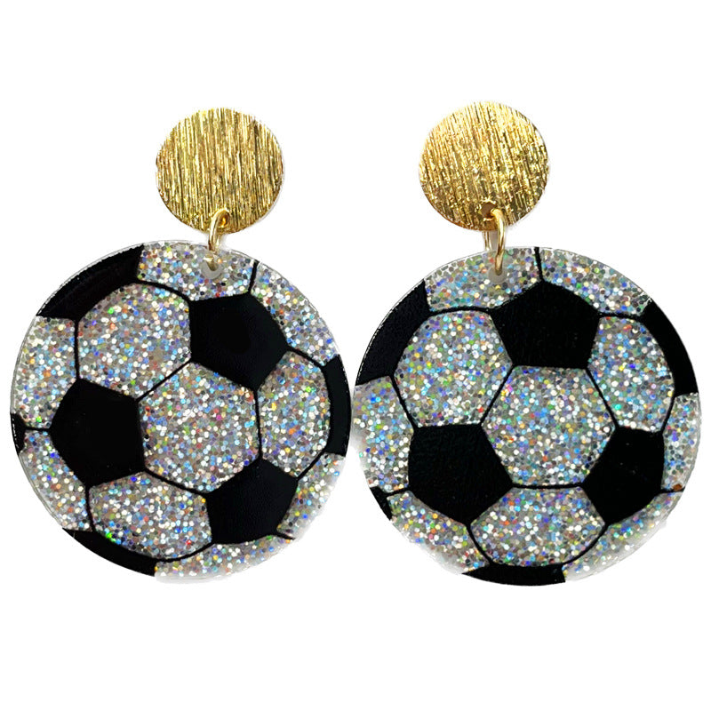Wholesale 2pairs/pack Glitter Sports Football Basketball Acrylic Stadium Cheering Atmosphere Earrings ACC-ES-HY116