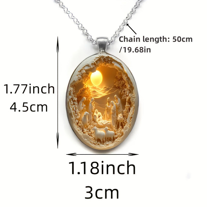 Wholesale Elegant Compound Oval Glass Alloy Pendant Necklace